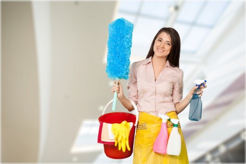 Effective house cleaning routine with organized supplies