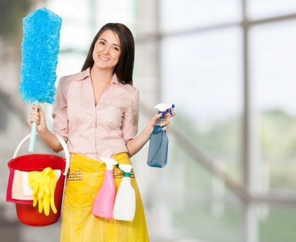 Cleaning team working in shared building areas